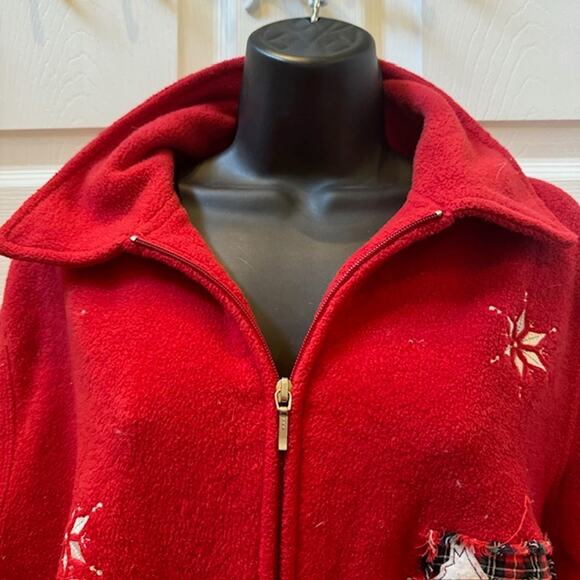 Ugly Fleece Christmas Jacket with dog and snowflakes on it - Picture 5 of 8